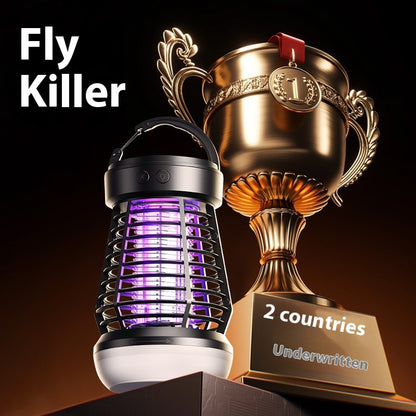 Mosquito Killer Lamp - Electric Fly Catcher & Rechargeable Swatter with Night Light & SOS Emergency Light for Camping and Terrace