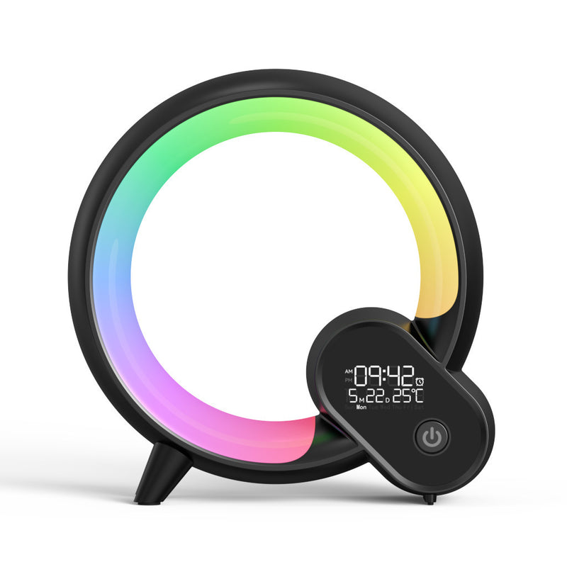Creative Q Light Analog Sunrise Digital Display Alarm Clock with Bluetooth Speaker and Colorful Atmosphere Light