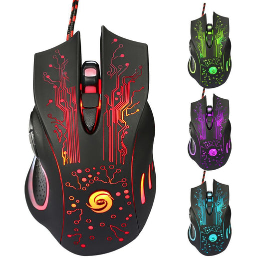 USB Wired Gaming Mouse 5500DPI Adjustable with 7 Buttons and LED Backlit for Ergonomic PC and Laptop Gaming