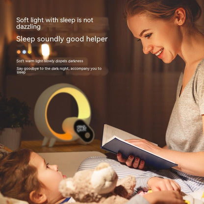 Creative Q Light Analog Sunrise Digital Display Alarm Clock with Bluetooth Speaker and Colorful Atmosphere Light
