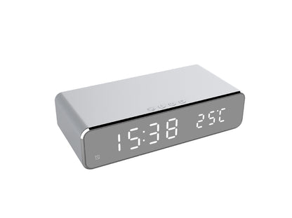 LED Electric Alarm Clock With Wireless Charger Desktop Digital Despertador Thermometer Clock HD Mirror Clock Watch Table Decor - PrimeMart