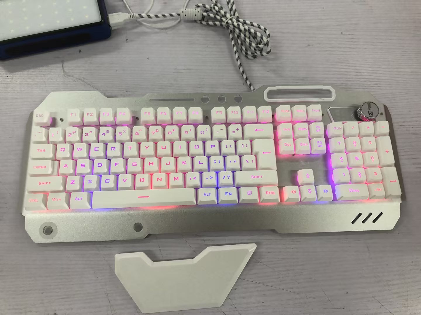 Ergonomic Wired Gaming Keyboard with RGB Backlight and Phone Holder