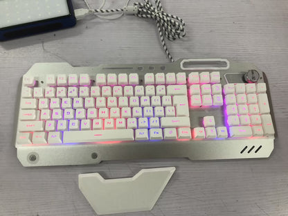 Ergonomic Wired Gaming Keyboard with RGB Backlight and Phone Holder