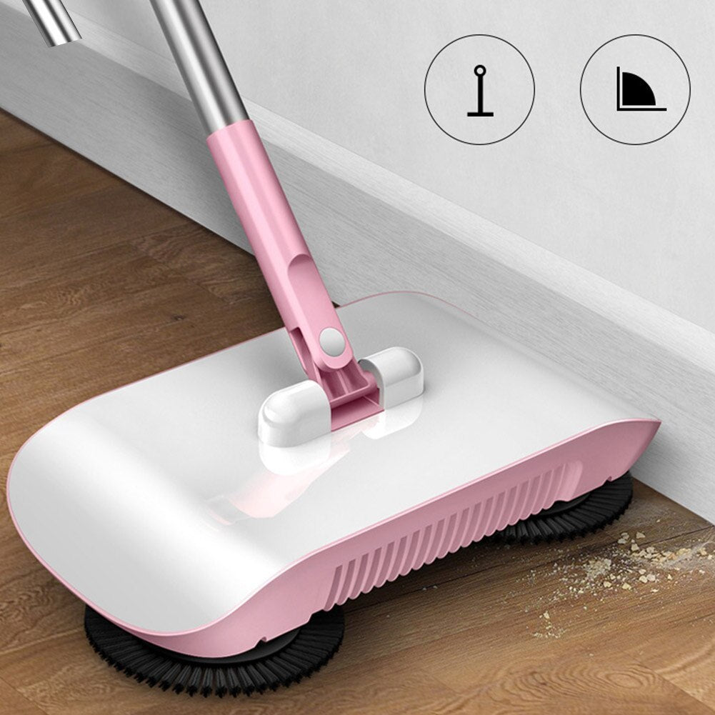Hand Push Sweeper All-in-One Household Broom Dustpan Mop Machine Gift