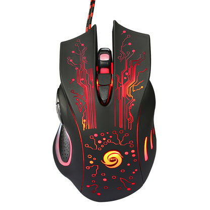 USB Wired Gaming Mouse 5500DPI Adjustable with 7 Buttons and LED Backlit for Ergonomic PC and Laptop Gaming