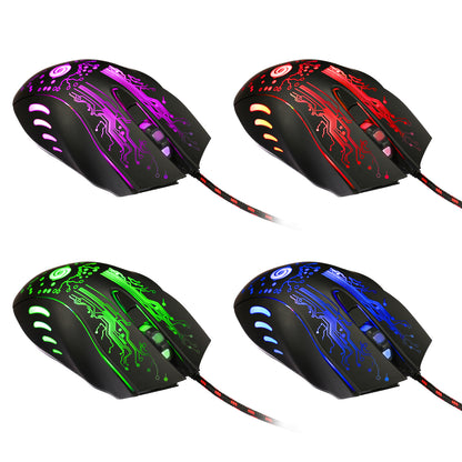 USB Wired Gaming Mouse 5500DPI Adjustable with 7 Buttons and LED Backlit for Ergonomic PC and Laptop Gaming