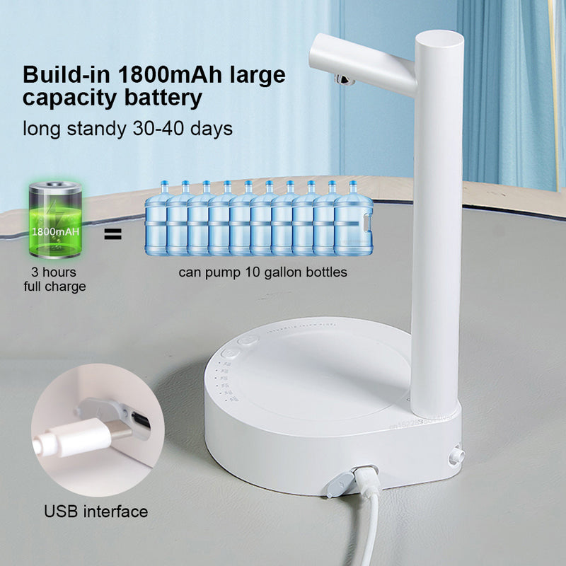 Desk Dispenser Electric Water Gallon Automatic Water Bottle Dispenser - Rechargeable Water Dispenser for Home and Office